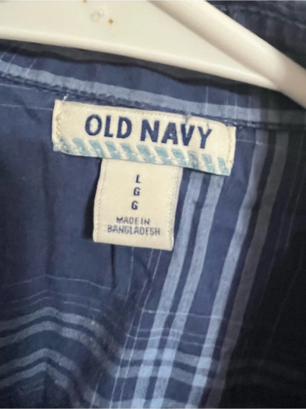 Old Navy Navy and Light Blue Plaid Button-Front Shirt